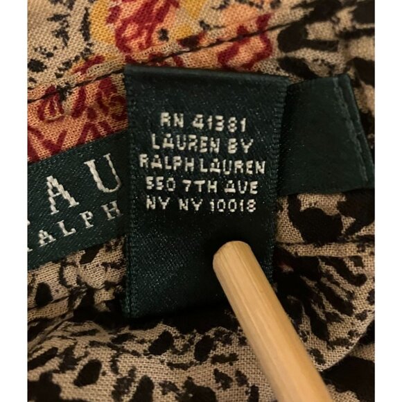 Lauren Ralph Lauren Ruffled Paisley Shirt 2X Oversized Flowy Romantic Preppy - Picture 9 of 10